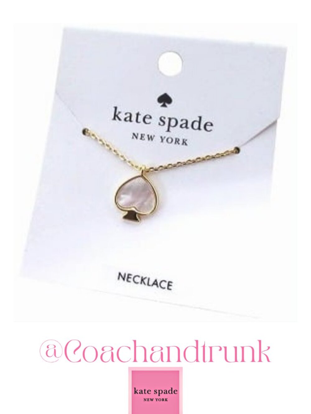 KATE SPADE Mother of Pearl Blush Rose Gold Spade Spade Mini Pendant NWT
